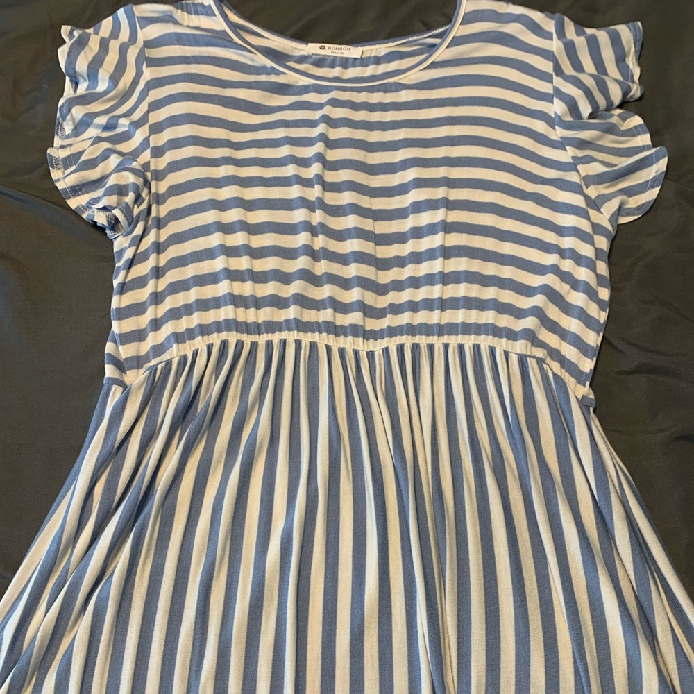 blue and white striped shirt